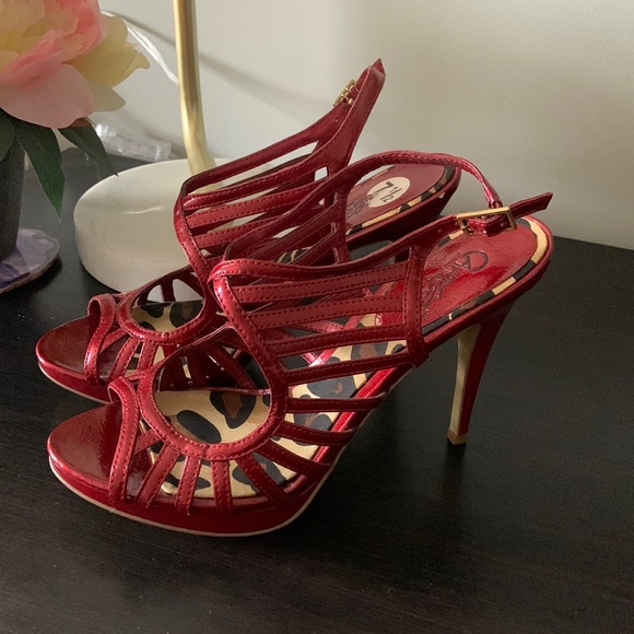 Carlos Red Strappy Heels - Picture 1 of 9